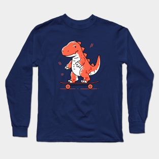 Cute Skateboarding Dinosaur Long Sleeve T-Shirt